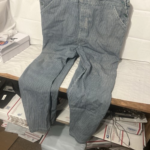 Vintage Liberty Striped Overalls 48x32 Cotton Denim Carpenter Railroad Russia - Picture 2 of 20