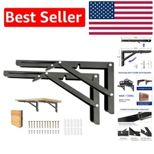 Space-Saving 12 Inch Metal Shelf Brackets - Foldable and Versatile for All Needs