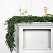 6 Ft 2 Pcs Artificial Norfolk Pine Garlands, Realistic Pine Garland, Green Artif