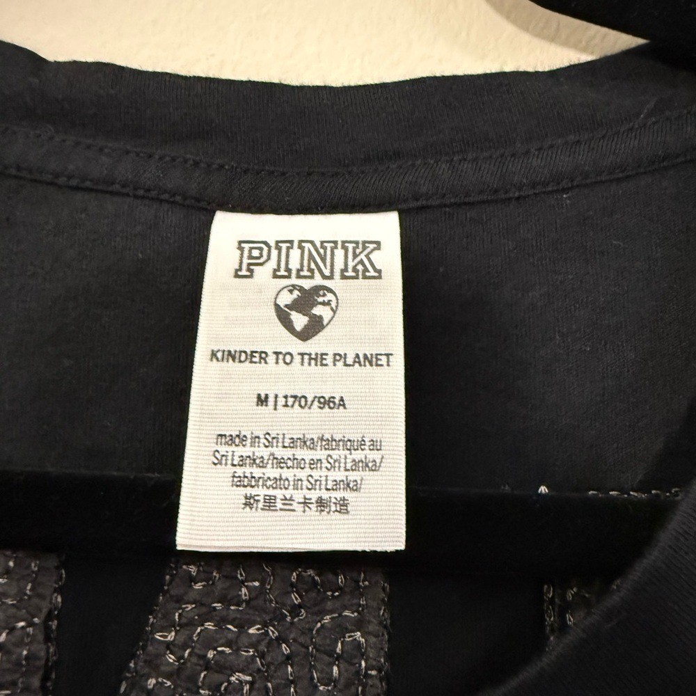 PINK Victoria's Secret Black Tee with Sequin Accents … - Gem