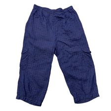 FLAX Blue 100 Linen Pant Medium Lagenlook Wide Leg Pockets Textured