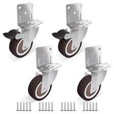 2 Inch Side Mount Casters 4-Pack with 2 Swivel  2 Brake, L-Shape Plate for F...