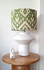 Handmade To Order Marrakech Ikat Emerald Green Fabric Modern Moroccan Lampshade