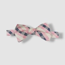 Tommy Hilfiger Men's Blue Pink White Small Gingham Print Pre-Tied Bow Tie