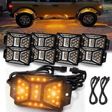 8 Pods Amber Rock Lights with 2 Pack Connectors Extension Wires, Waterproof Rock