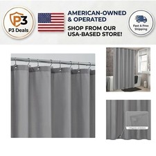 Hotel Quality 72x72 Waterproof Shower Curtain Liner with Magnets - Gray