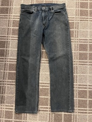 Levis 504 Regular Fit Dark Wash Denim Jeans Mens 36x34 Red Tab Straight Leg