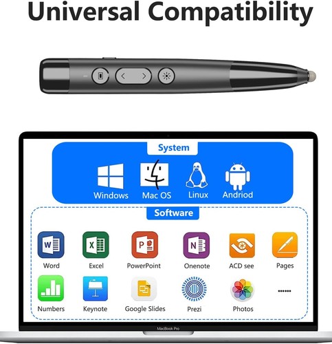 4-in-1 Wireless Presenter Clicker mit Teleskopzeiger, Präsentationsklick... - Bild 3 von 8