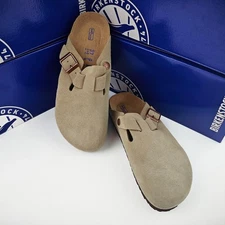 Birkenstock Boston Suede Taupe-Natural Leather Clog Narrow/Wide EU37-45 Unisex