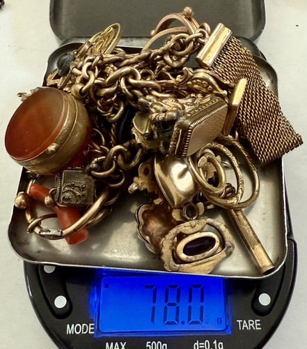 Antique Victorian Gold Filled Watch Fob Locket Chain Charm Bracelet 78g - Picture 5 of 5