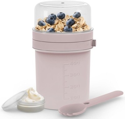 To Go Cereal Cup with Fork Spoon, Leak-Proof Yoghurt Cup To Go, Cereal Cup fo...