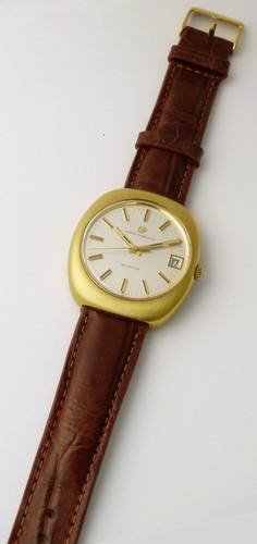 GIRARD-PERREGAUX 18K Gold Filled Large 39mm Mens Quartz Watch Genuine Croc. Band - Picture 3 of 16