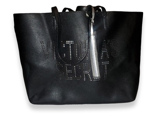 Neu Victoria's Secret BEUTELTASCHE SCHWARZ SILBER QUASTE WEEKENDER - 100 % PVC - Bild 1 von 12