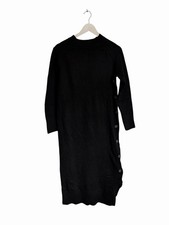 Nobody's Child Black Jumper Dress Midi Neck Knitted Size L 14 £89 Button Side