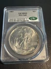 1987 American Silver Eagle - CAC MS69 - 1 Oz .999 Silver With Rim Toning!