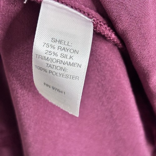 J. Jill Top Velvet Button Up XL Petite Silk Rayon Collar Burgundy Luxury Vampire - Picture 10 of 10