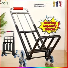330 lbs Stair Climbing Cart Heavy Duty Folding Hand Truck Dolly 6 Wheels + Ropes