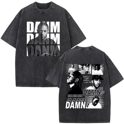Kendrick Lamar Graphic T Shirt Washed Black Oversized Y2K Rap Tee Mens Top
