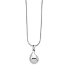 .925 Sterling Silver 0.01 Ct. Diamond Teardrop Pendant 18" Necklace White Ice
