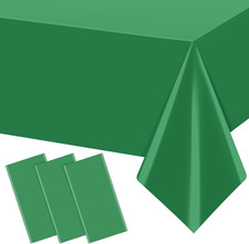 3Pcs Green Tablecloths for Rectangle Tables,Disposable Plastic Table Cloth,Water