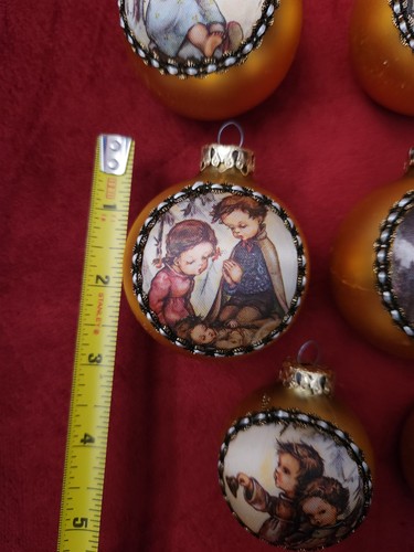 Lotto ornamenti Gobel Hummel set vetro a forma di sfera di seta angeli oro presepe cherubino - Foto 2 di 9