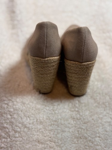 Espadrillas donna Merona beige tela zeppa tacco misura 7,5 - Foto 7 di 12