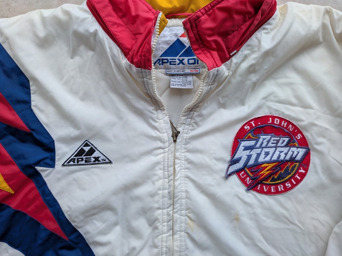 St John's Red Storm 90s APEX puffer jacket XL white University