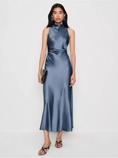 Reformation Casette Silk Dress Cornflower Blue 2