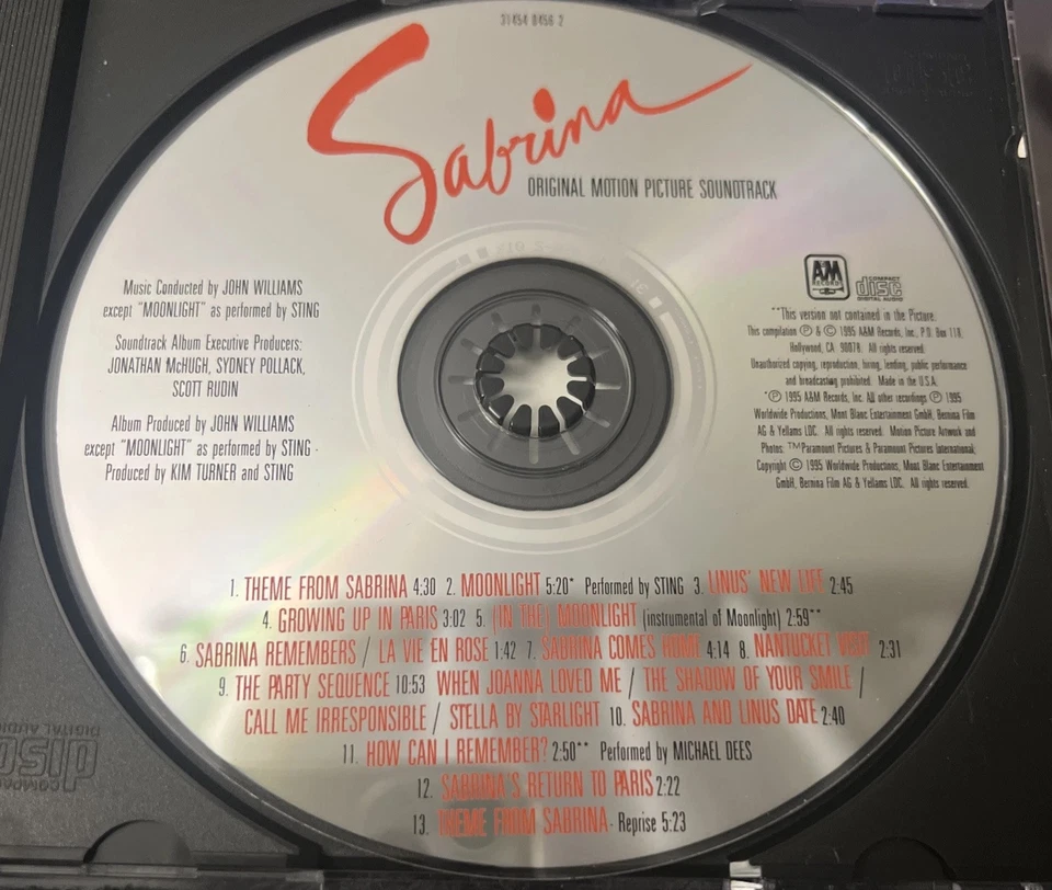 ‘Sabrina’ Soundtrack (CD 1995 A&M) John Williams, Sting, Michael Dees - Image 3 of 4