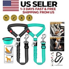 3-Piece Dog Car Seat Belt Set - Retractable Adjustable Headrest Restraints