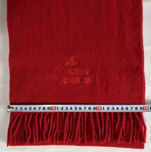 Vivienne Westwood Women Wallet Vintage Made In Italy Orb Wool Red Fringe Scarf P - Picture 15 of 16