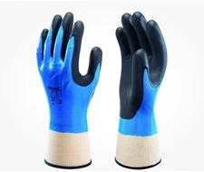 Showa 377 Fully Coated Nitrile Foam Grip Gloves,Water & Oil Protection,Sz Lg,EUC