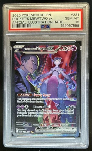2025 Pokemon Destined Rivals Team Rocket's Mewtwo ex #231/182 PSA 10 GEM MINT
