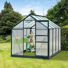 Polycarbonate Walk-In Garden Greenhouse Aluminum Frame w/ Slide Door 6 x 8ft