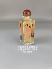 Vintage Glass Snuff Bottle - Inside-Painted Beauty Design Decorative Gift