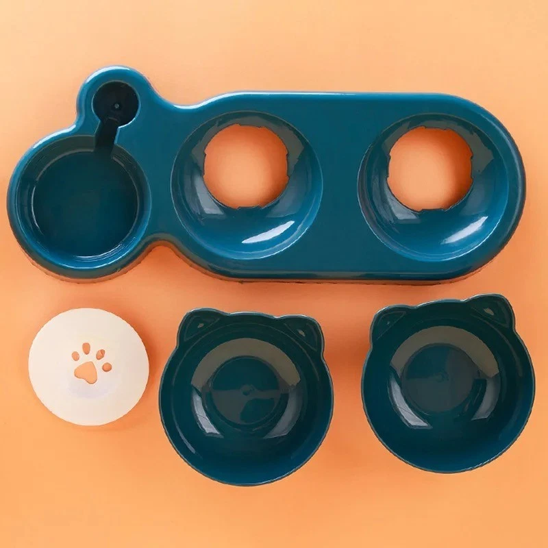 Tazón de comida para gatos dispensador automático de agua comedero para gatos mascotas 3 en 1 comedero para mascotas gato perro Foto 3 de 4