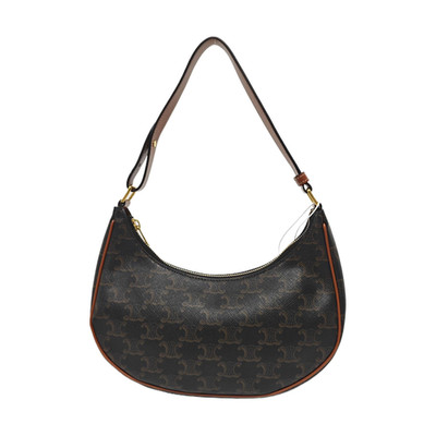 Celine Ava Classic Monogram Canvas Leather Tote Bag Small Brown Women #N2L8