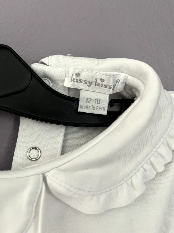 Kissy Kissy - Body branco Peter Pan gola babado manga longa - Tamanho 12-18 m - Imagem 3 de 3
