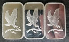 Lot of Three SilverTowne 1oz Silver Eagle Bars