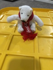 Coca-Cola Coke Mini Bear Plush Stuffed Animal White Polar Bear Red Winter Scarf