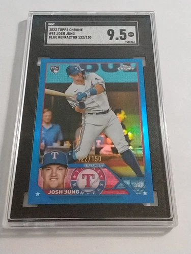 2023 Topps Chrome #93 Josh Jung  Blue Refractor /150 SGC 9.5 RC Rangers.    I9