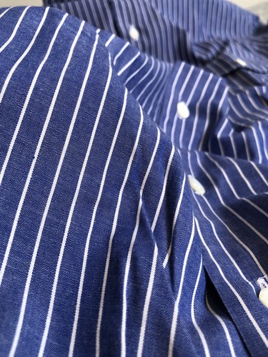 Camisa De Colección Ascot Chang Para Hombres L Azul Blanco Manga Larga Con Botones Hecha a Medida Nueva - Imagen 6 de 19