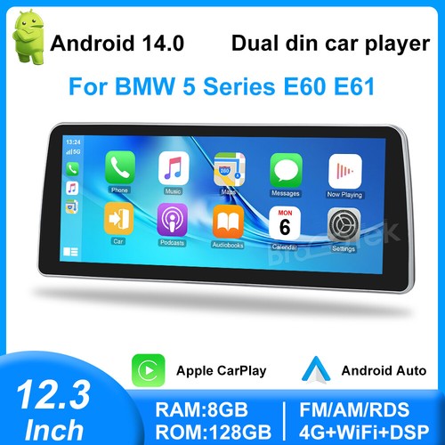 Android 14 Autoradio 8Kern GPS Navi CarPlay Android auto Für BMW 5er E60 E61 E63