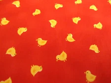 Cotton Fabric Michael Miller Fabric Chicks Yellow  Peeps on Red BTYx 42