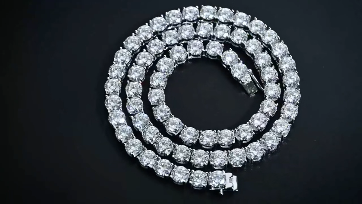 6.5mm D/VVS1 Real Moissanite Tennis Chain Necklace Hip Hop 925