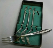 4 X Cocktail Seafood Fork 5 1/4"  ROSE Silverplate  IS WM ROGERS 