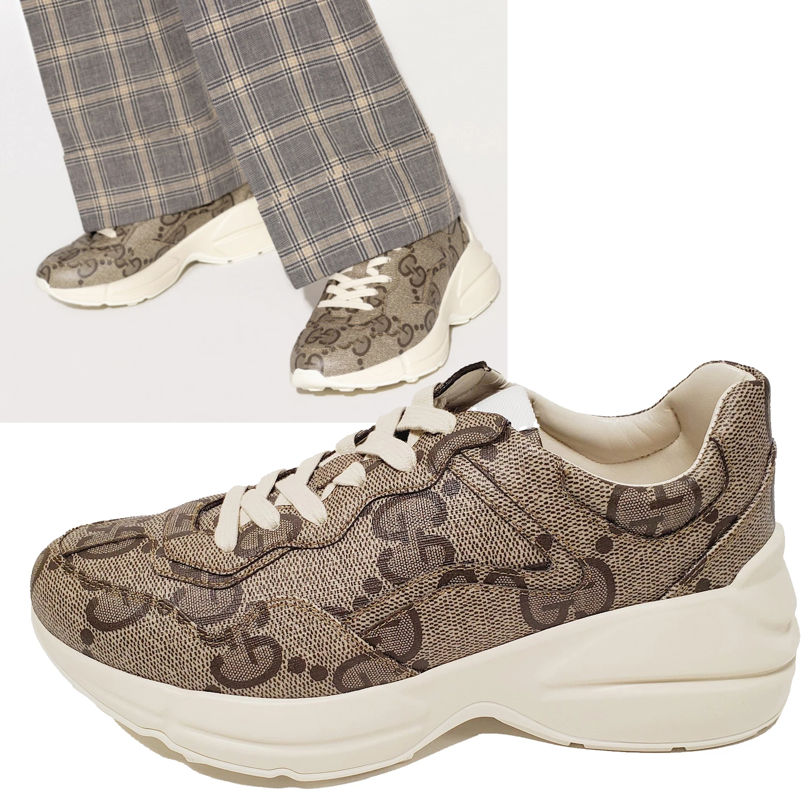 BASKETS GUCCI RHYTON GG LOGO SUPREME TOILE CHAUSSURES pointure 38,5 8,5