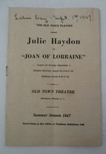1947 OLD TOWN THEATRE Playbill, Julie Haydon in Joan of Lorraine, Smithtown, L.I