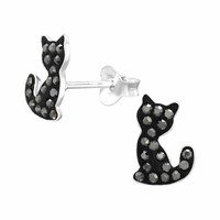 Schwarze Katzen Kinder Ohrringe Aus 925 Silber FüR MäDchen Ohrstecker Damen