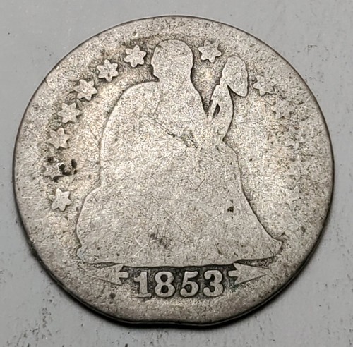 1853 SEATED LIBERTY DIME-.900 SILVER-KM 77-AG FREE US SHIP-ABOUT GOOD-ARROWS